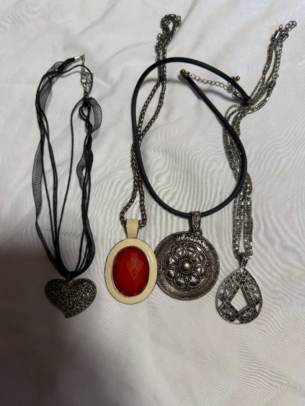 Pendant Necklace with Silver-Tone Accents